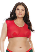 Coquette 3822X Plus Mesh Cap Sleeve Crop Top