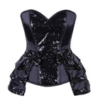 Daisy TD-072 Black Satin & Sequin Corset w/Skirt Size 6X