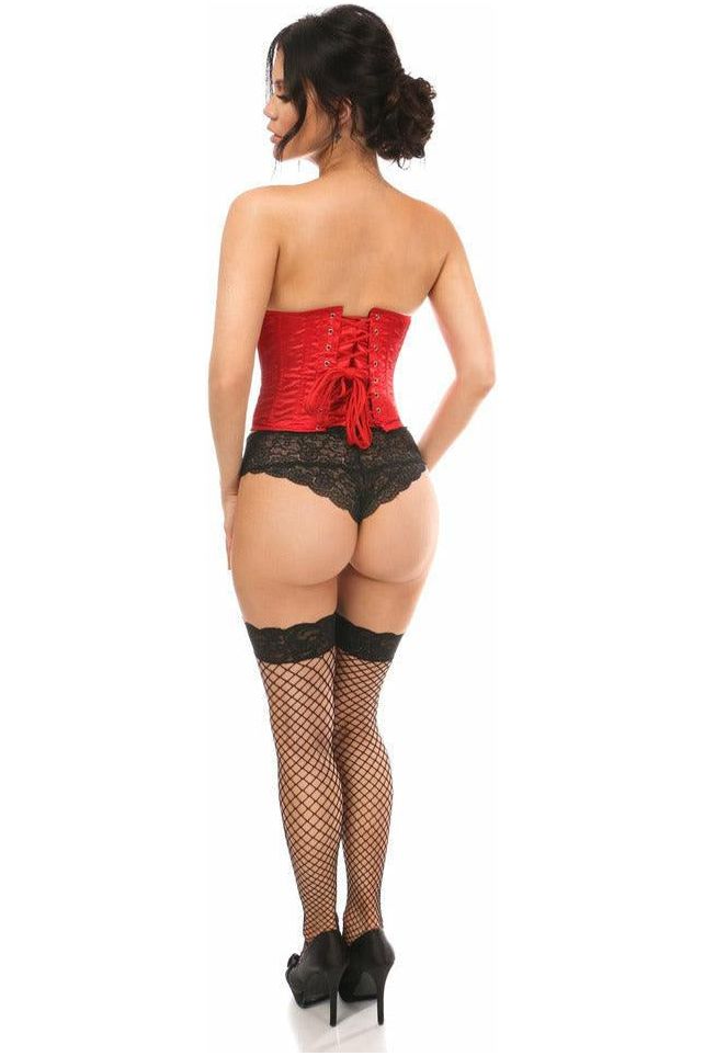 Lavish Red Satin Open Bust Underwire Short Underbust Corset - Daisy Corsets