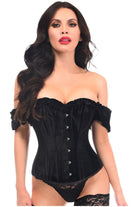 Daisy TD-055 Steel Boned Black Velvet Overbust Corset w/Sleeves