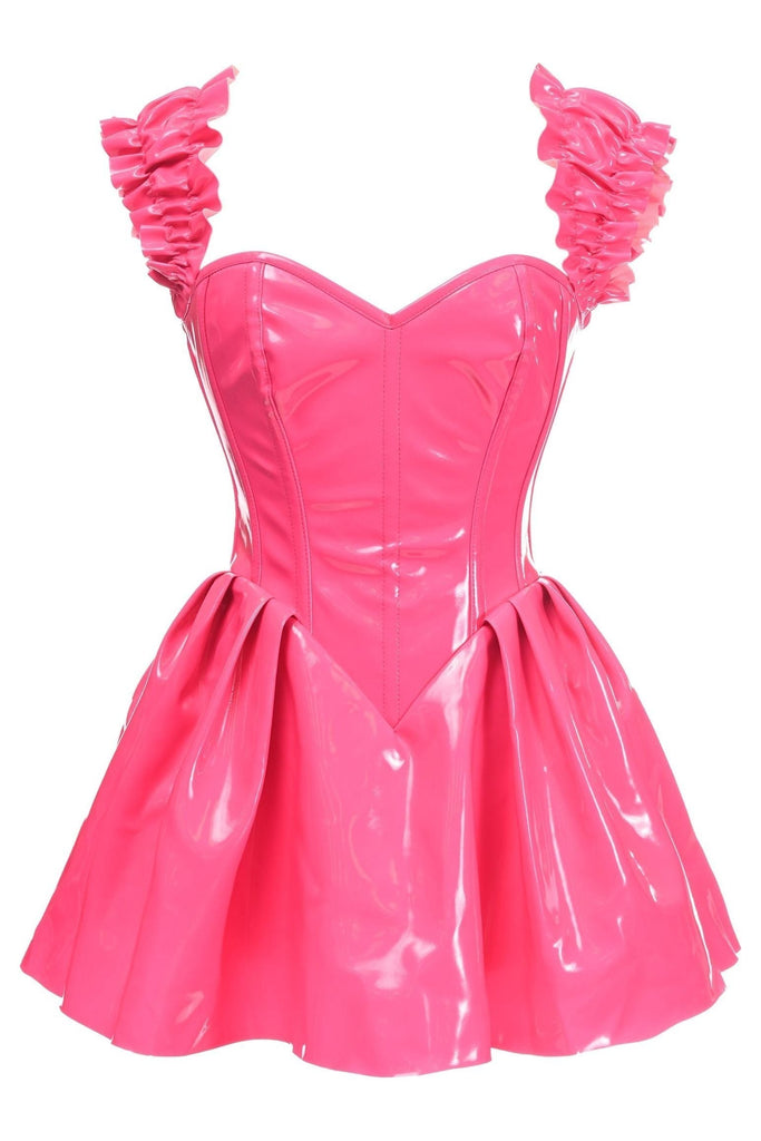 Daisy TD-087 Steel Boned Hot Pink Patent PVC Vinyl Corset Dress