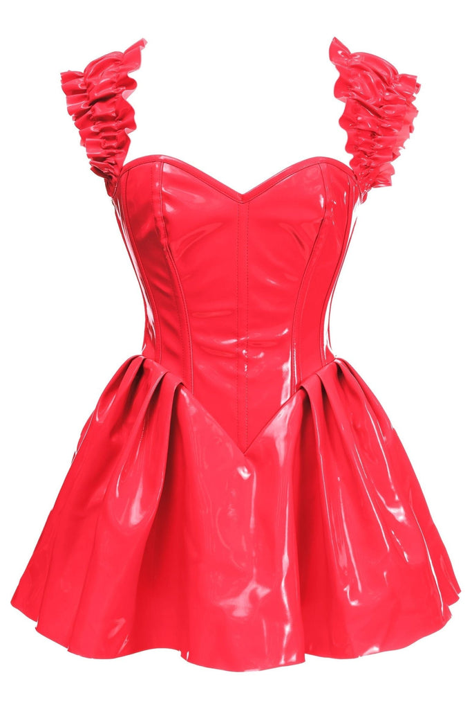 Daisy TD-088 Steel Boned Red Patent PVC Vinyl Corset Dress