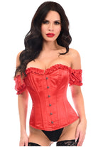 Daisy TD-097 Steel Boned Red Satin Overbust Corset w/Sleeves