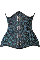 Daisy TD-1200 CURVY Teal Brocade Double Steel Boned Under Bust Corset