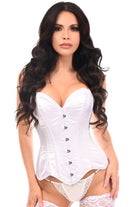 Daisy TD-168 White Satin Steel Boned Overbust Corset