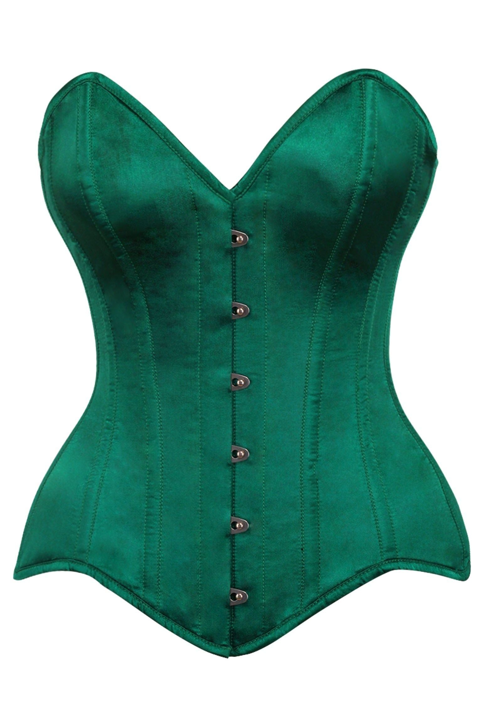 Daisy TD-208 Dark Green Satin Steel Boned Overbust Corset