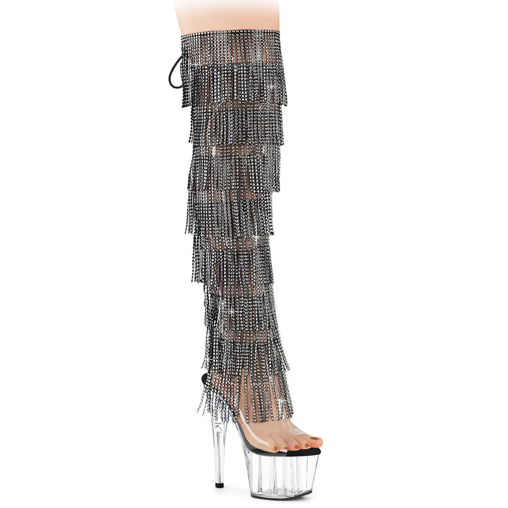 Pleaser Adore-3019C-RSF Over-The-Knee Fringe Boot