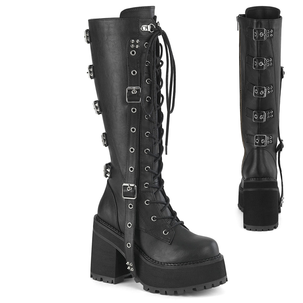 Demonia Assault-218 Lace-Up Front Knee High Boot