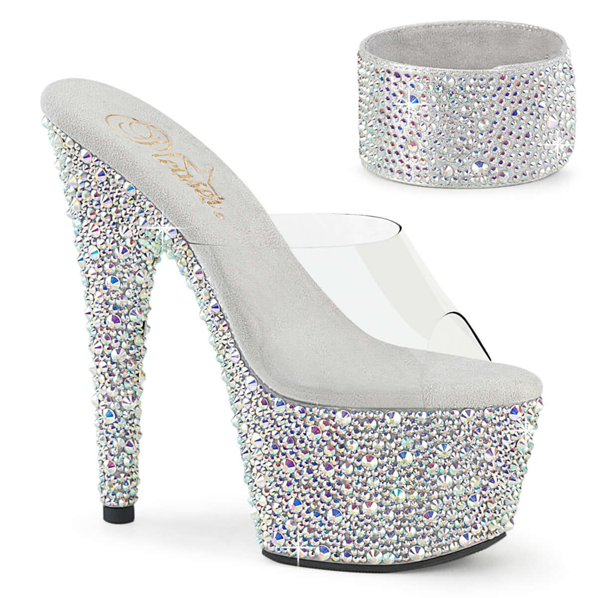 Pleaser Bejeweled-712MS Jewel Encrusted Slide W/Ankle Cuff