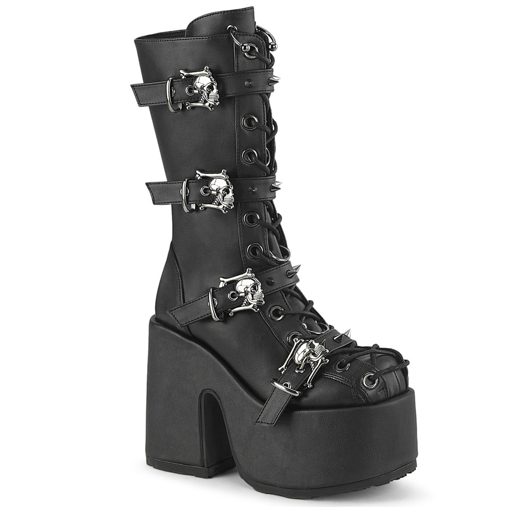 Demonia Camel-115 Corset Style Lace-Up Mid-Calf Boot