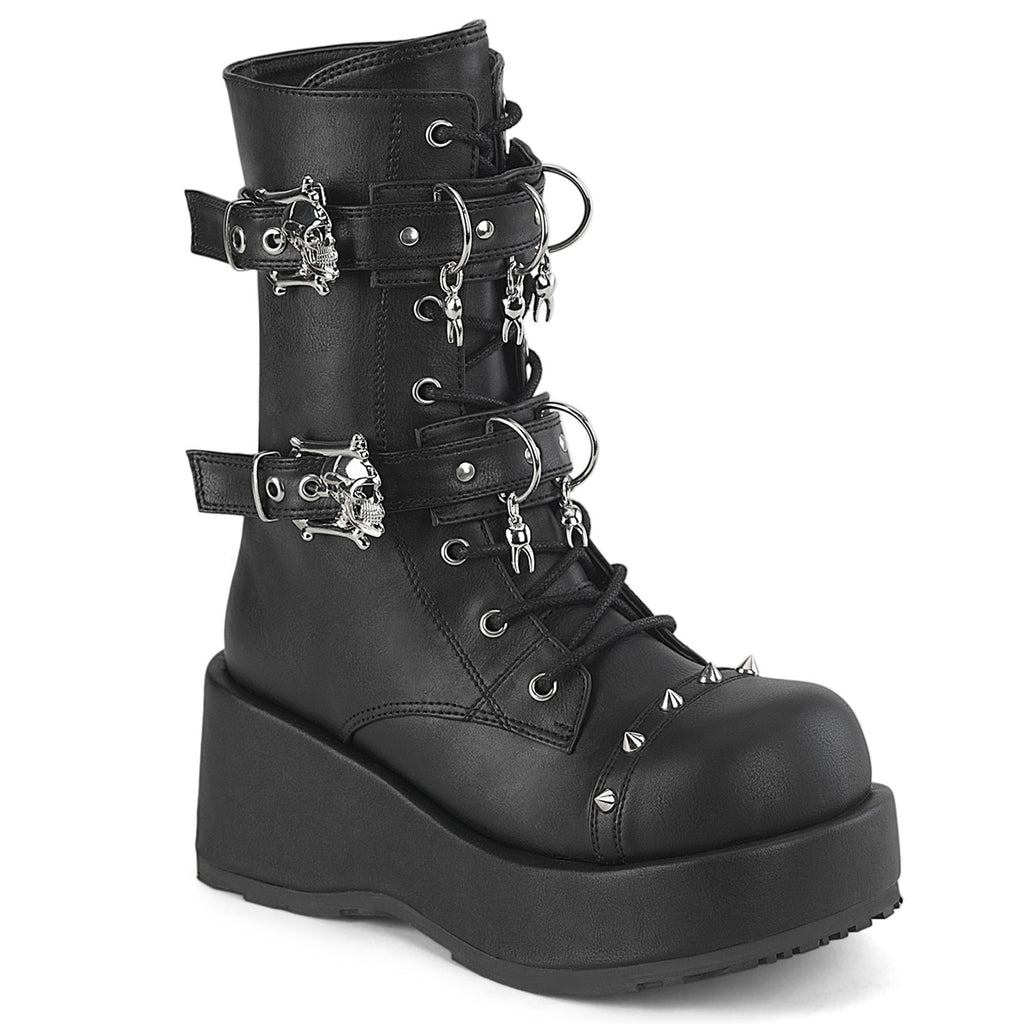 Demonia Cubby-54 Skull Buckle Strap Ankle Boot