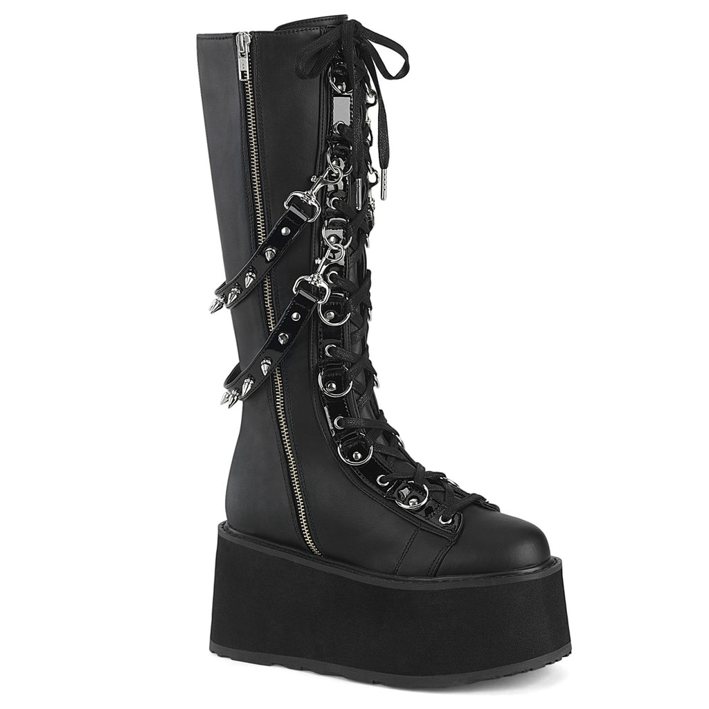 Demonia Damned-220 Platform Lace-Up Front Knee High Boot