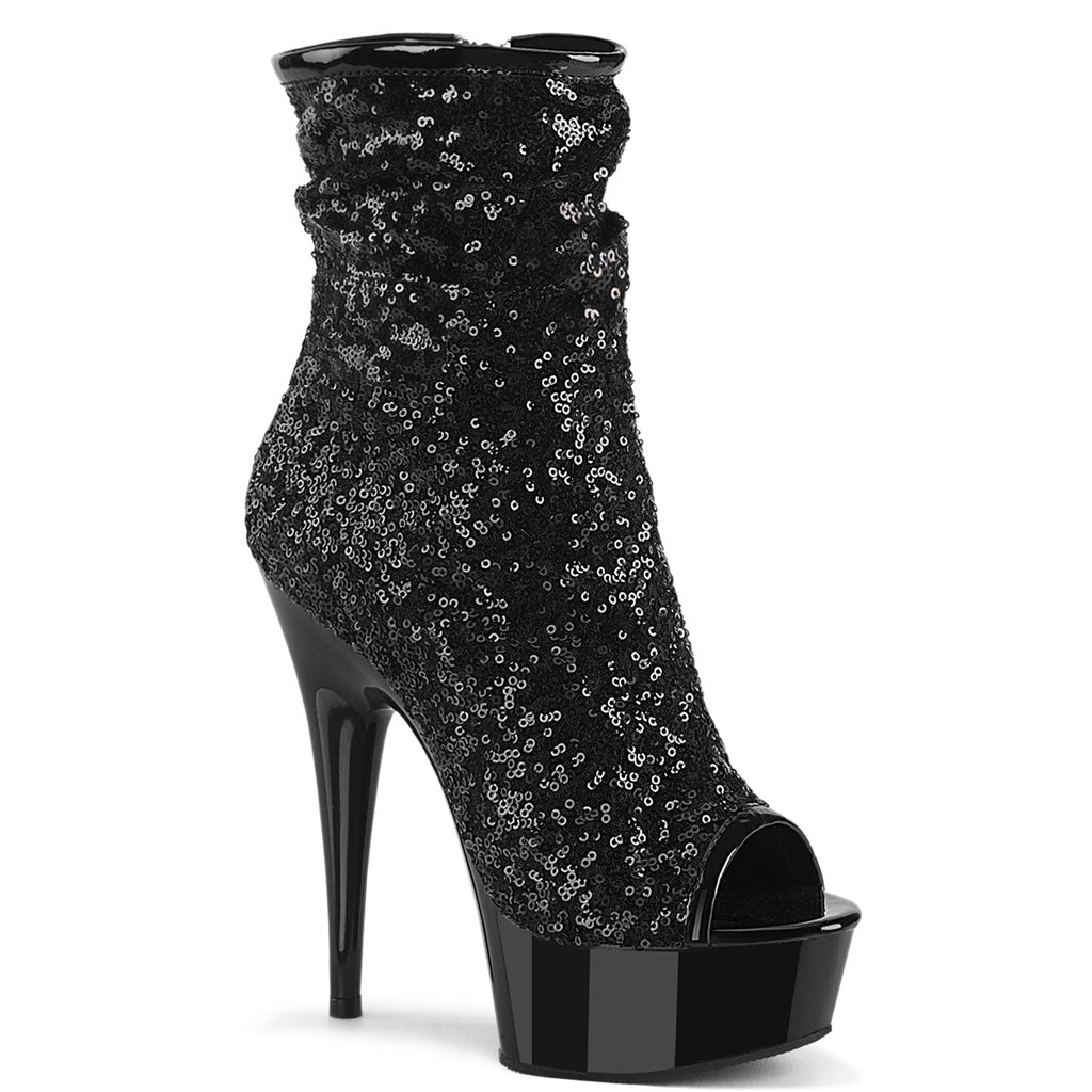 Pleaser Delight-1008SQ Peep Toe Ruched Ankle Boot