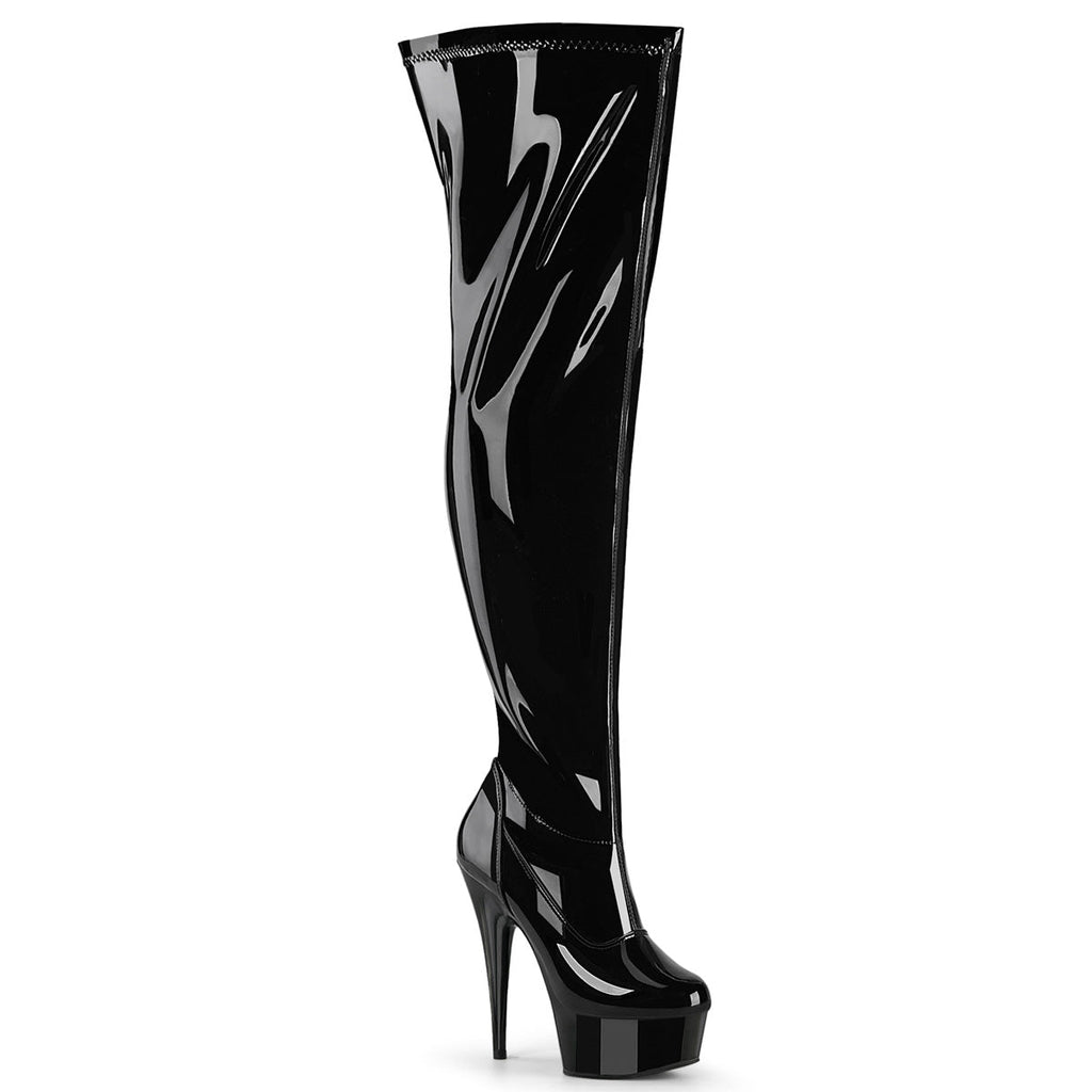 Pleaser Delight-3000WCF Wide Calf Plain Stretch Thigh High Boot