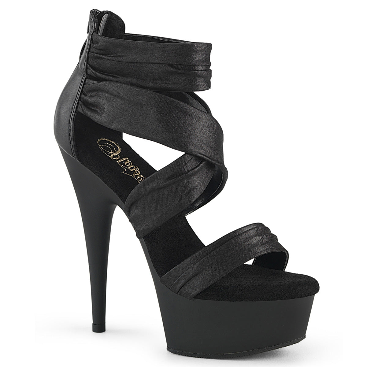 Pleaser Delight-620 Close Back Ruched Ankle Strap Sandal