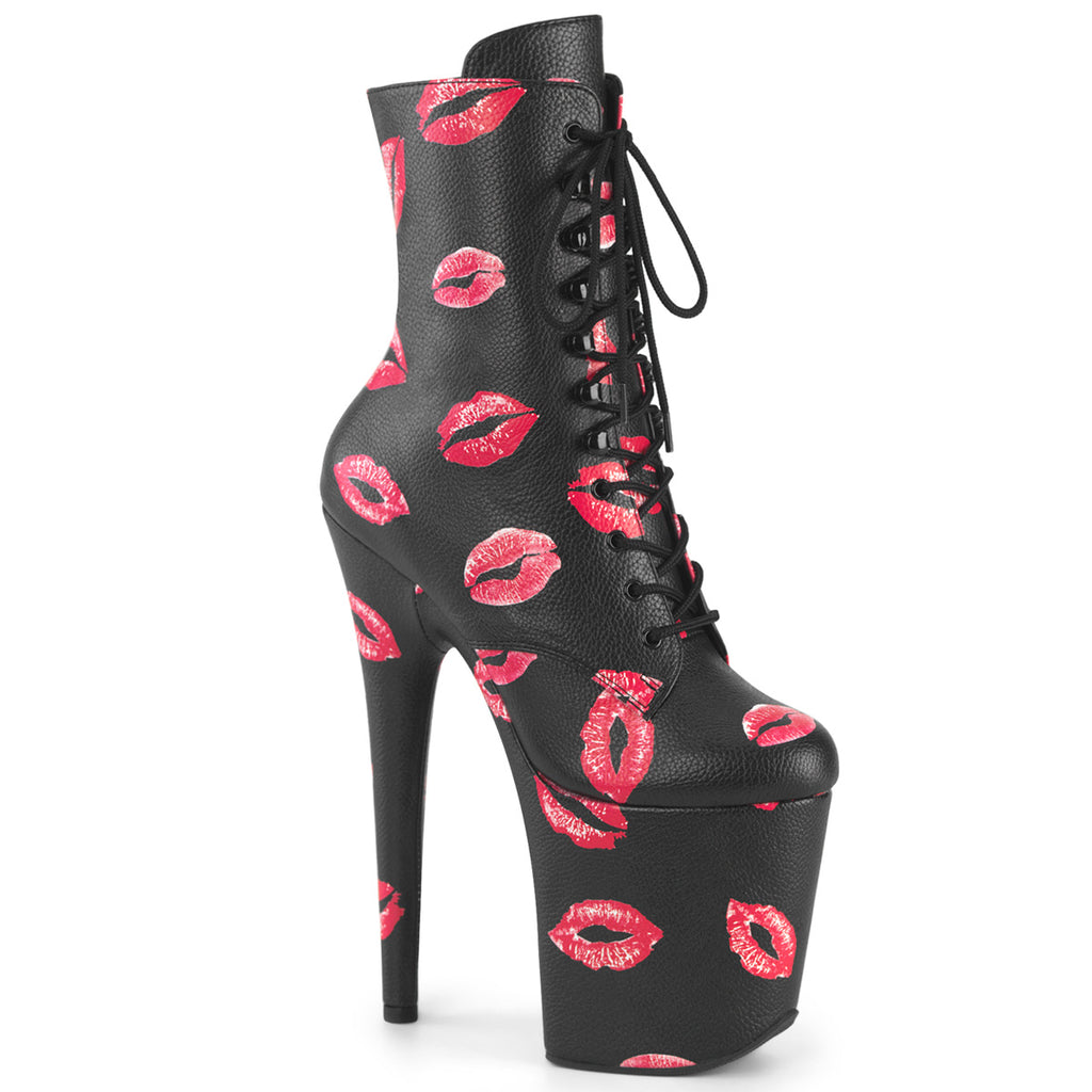 Pleaser Flamingo-1020Kisses Platform Lace-Up Front Ankle Boot