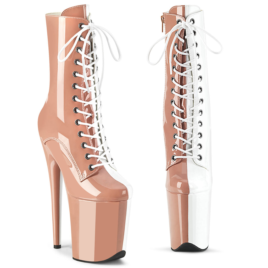 Pleaser Flamingo-1040TT Two Tone Lace-Up Ankle Boot