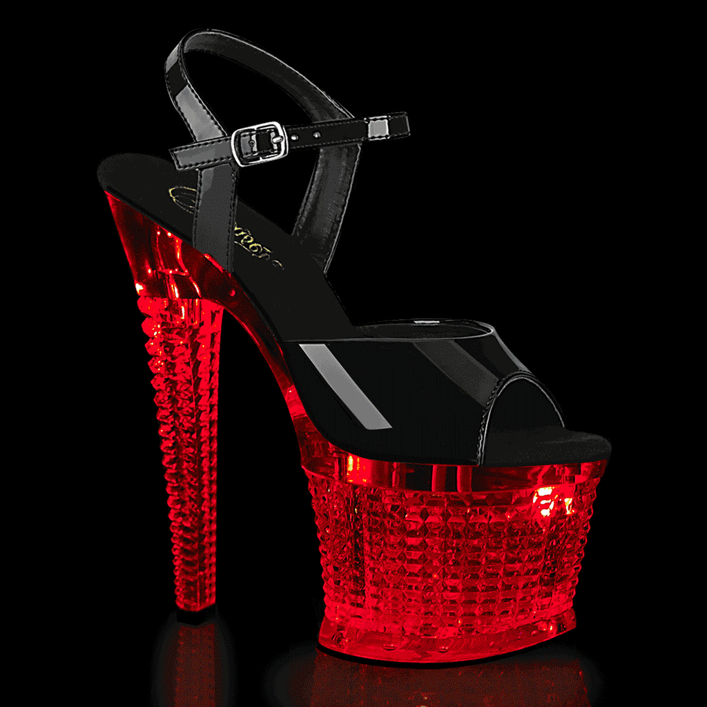 Pleaser Flashdance-709SPEC Chargeable LED Light-Up Ankle Strap Sandal
