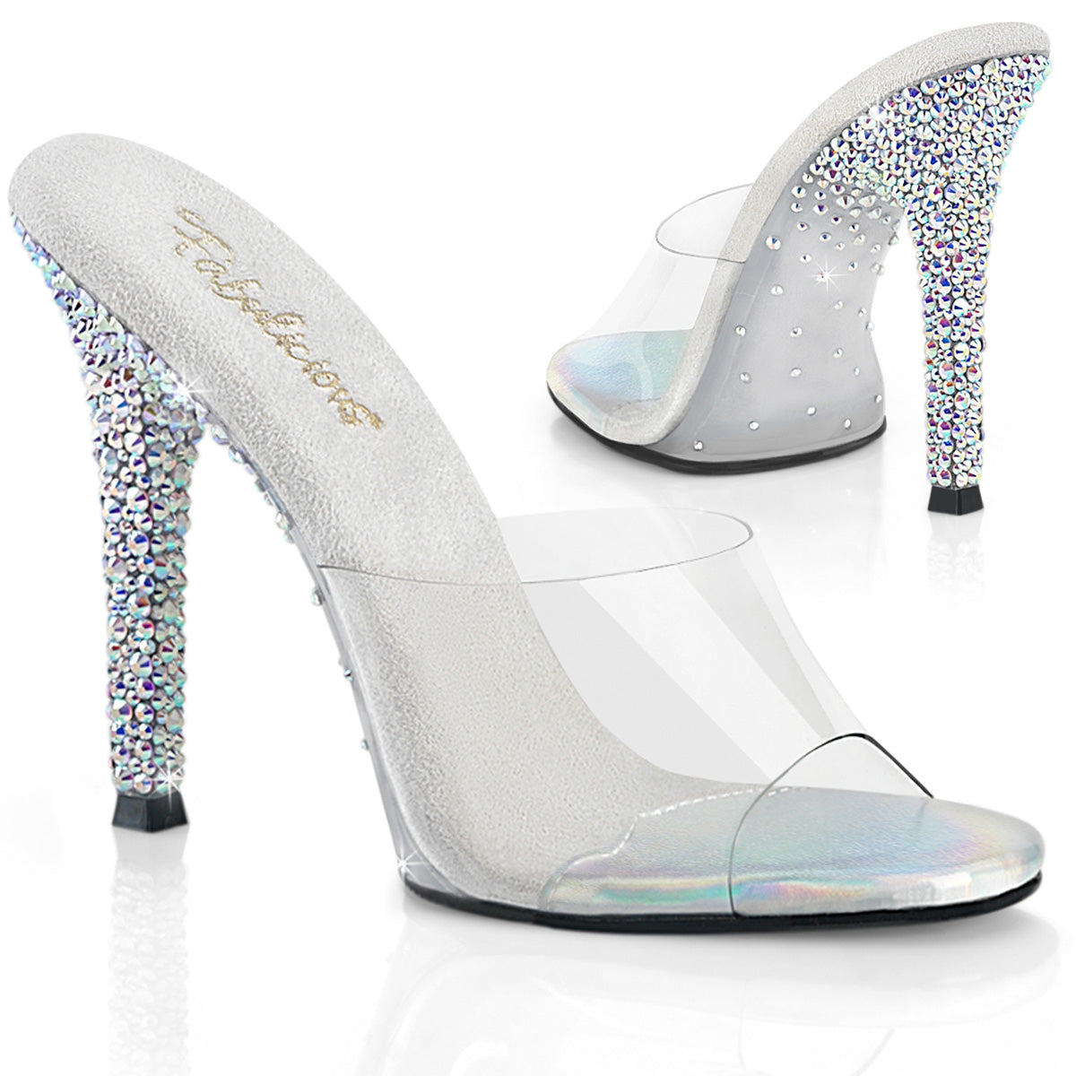 Pleaser Gala-01DSP Slide W/Dissipating Effect Rhinestones On Heel