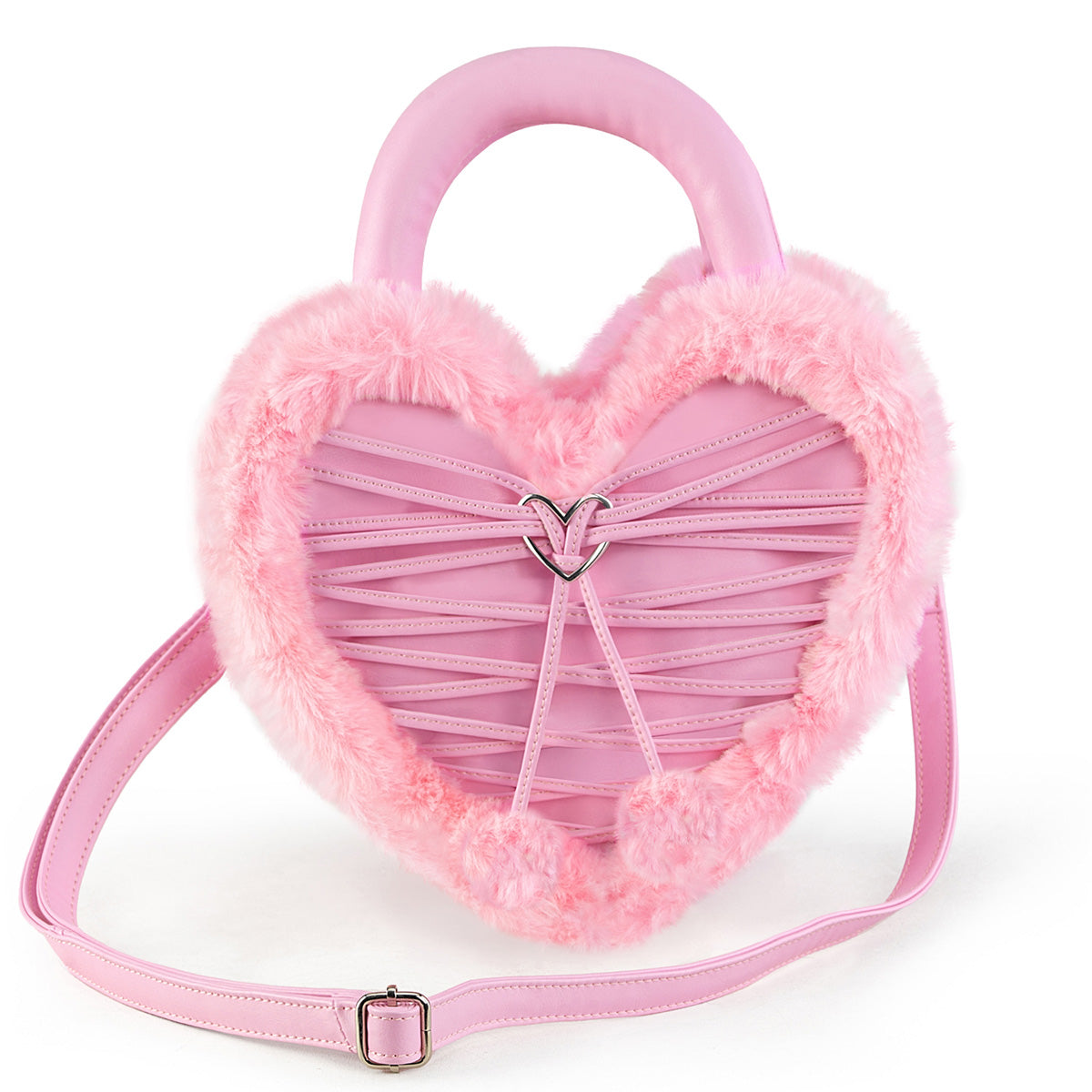 Demonia HB-631 Heart Shaped Purse W/Fur Edges