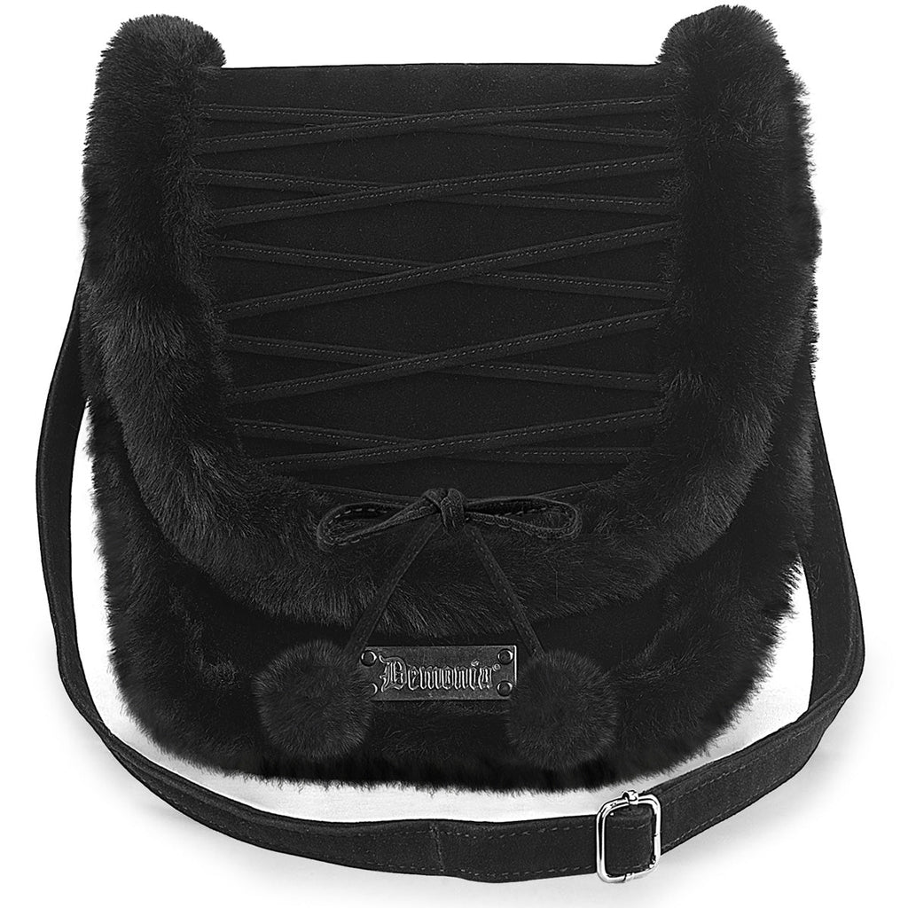 Demonia-HB-663 Messenger Bag W/Fur Lined Edges
