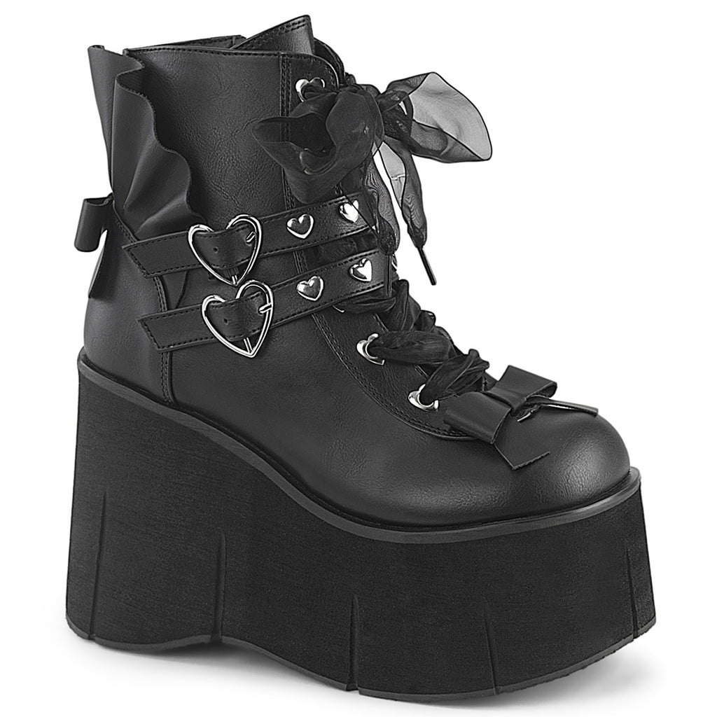 Demonia Kera-55 Lace-Up Front Heart Eyelet Ankle Boot