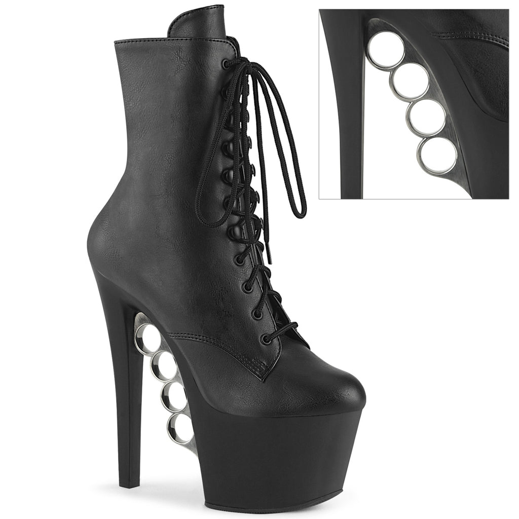 Pleaser Knucks-1020 Lace-Up Front Ankle Boot