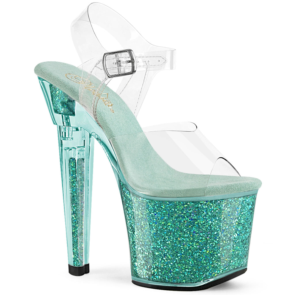 Pleaser Lovesick-708SG Iridescent Glittery Ankle Strap Sandal