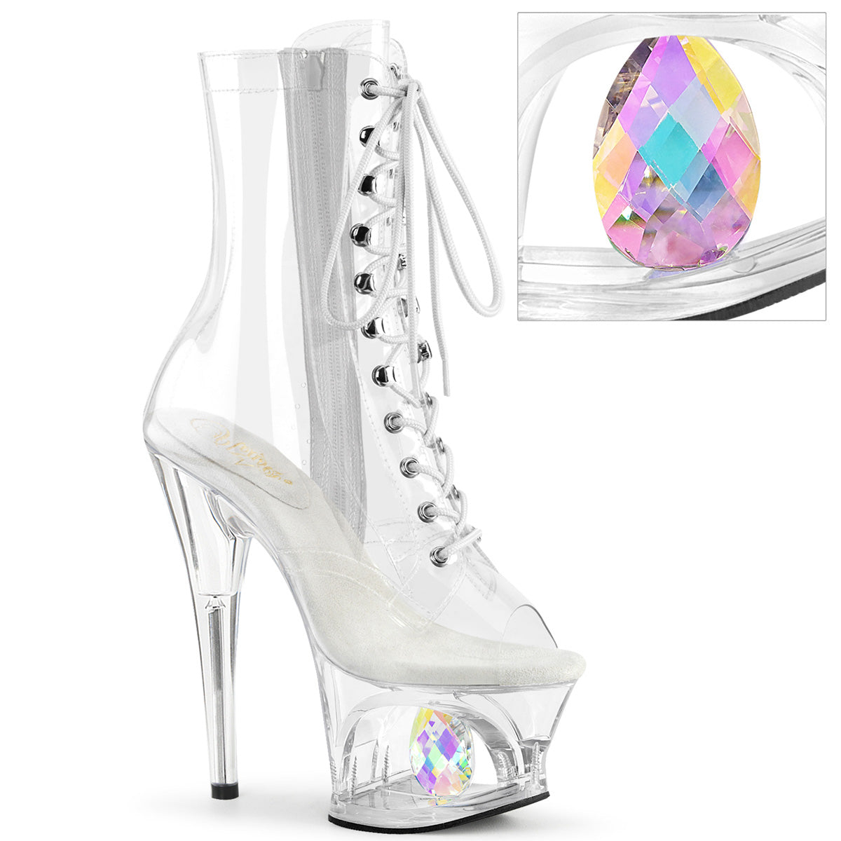 Pleaser Moon-1021C-DIA Cut-Out Platform Ankle Boot