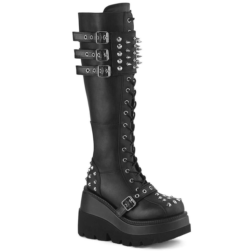 Demonia Shaker-225 Lace-Up Knee High Boot