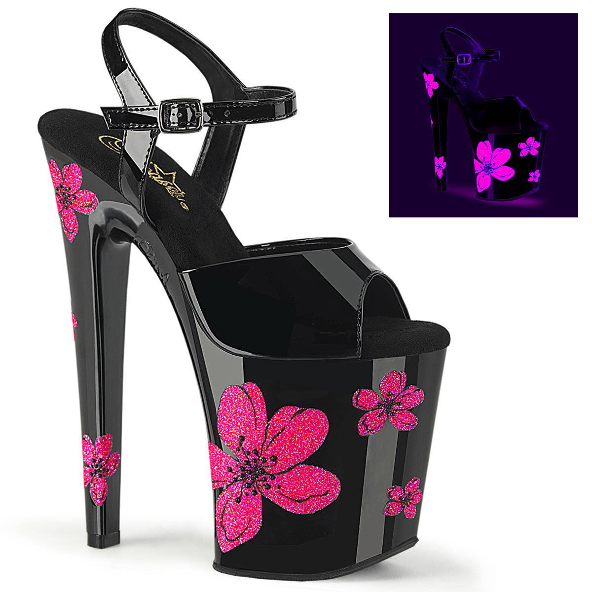 Pleaser Xtreme-809HB Ankle Strap Sandal W/Hibiscus Flower