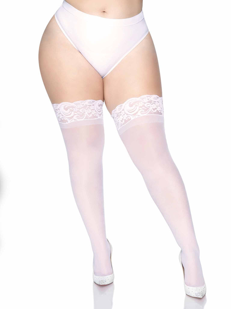 Leg Avenue  Plus Size Stay Up Lace Top Lycra Thigh Hi Stockings  1022Q