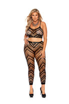 Elegant Moments EM12082Q Zig Zag Crochet Net Cami Top And Matching Leggings