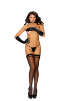 Elegant Moments Sheer Thigh High With Striped Top And Back Seam EM12113