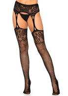 Leg Avenue  Rhinestone Lace Top Fishnet Stockings W/Garter Belt  1605