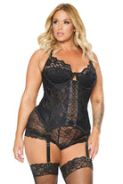 Coquette 22121x Plus Size Lace Bustier With Garters