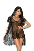 Elegant Moments Eyelash Lace Peignoir Set Includes Babydoll Set EM4333