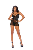 Elegant Moments Mesh, Lace And Satin Babydoll With Underwire Cups Set EM44118