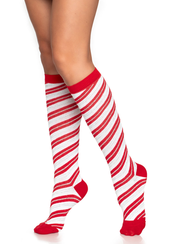 Leg Avenue  Candy Cane Lurex Knee Socks  5616