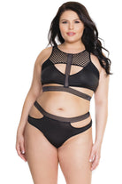 Coquette 7210X Plus Fence Net Crop Top With Panty Set