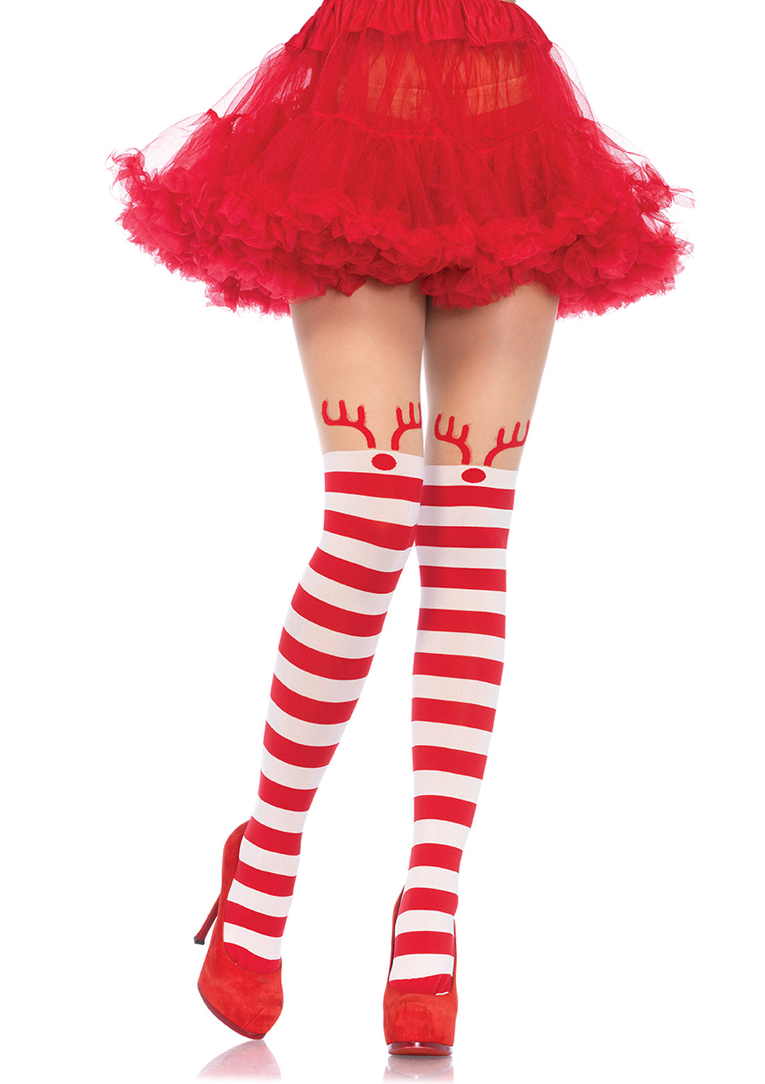 Leg Avenue  Rudolph Reindeer Opaque Stripe Thigh Hi  7945