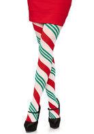 Leg Avenue  Holiday Ribbon Striped Tights  7955