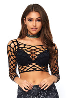 Leg Avenue  Pothole Net Long Sleeved Crop Top  81567