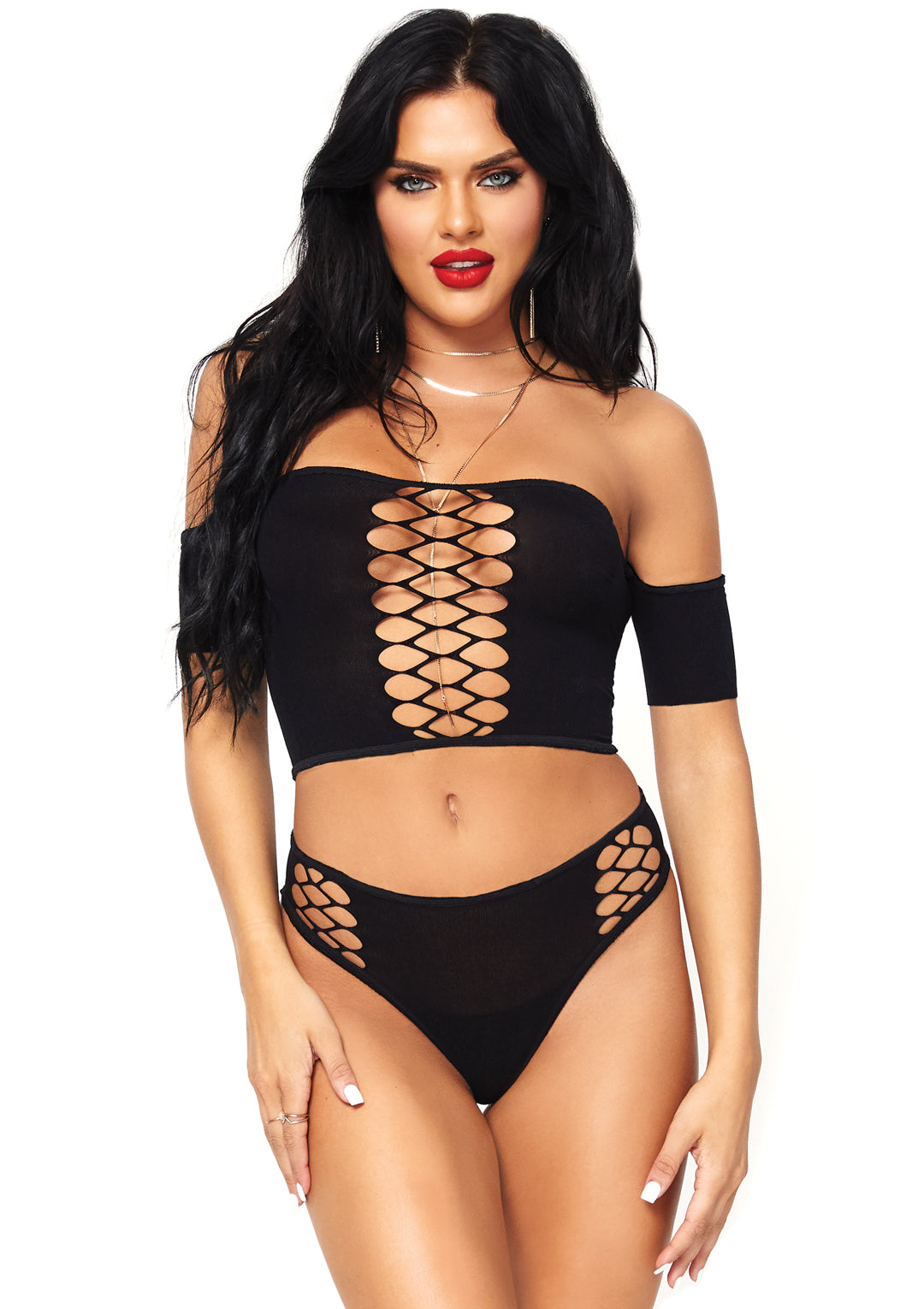 Leg Avenue  Opaque Crop Top & Thong Bottoms  81572