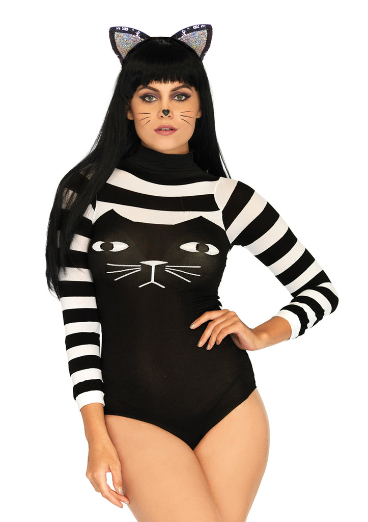 Leg Avenue  Nylon Spandex Striped Cat Bodysuit  89204
