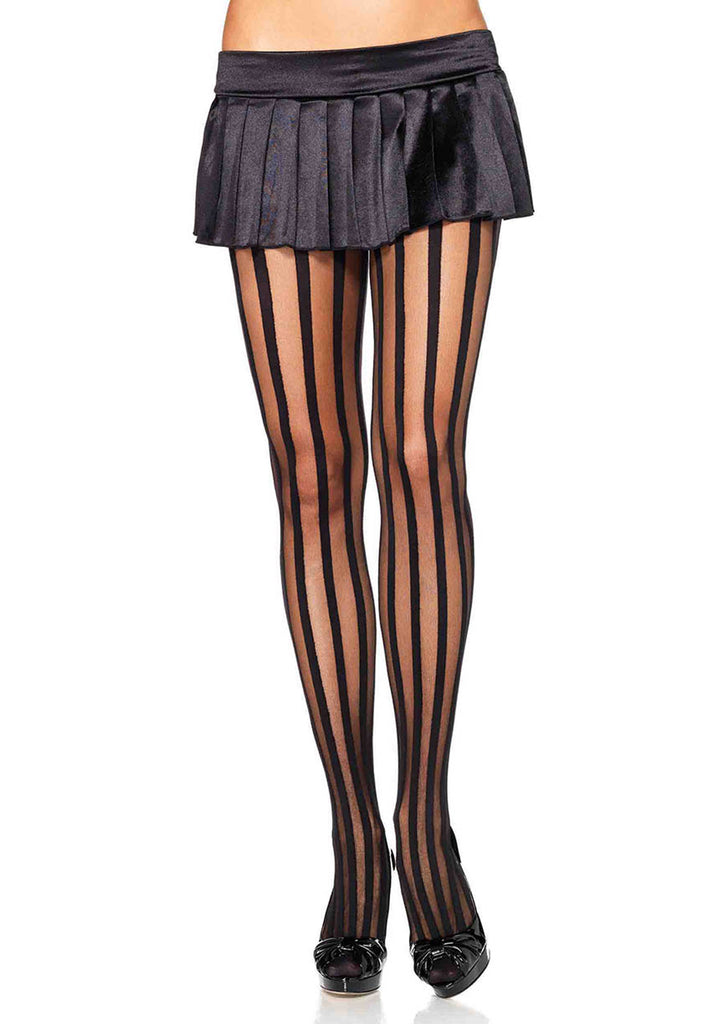 Leg Avenue  Sheer Pantyhose With Opaque Vertical Stripes  9172