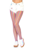 Leg Avenue  Colored Lurex Shimmer Rainbow Striped Fishnet Tights  9308