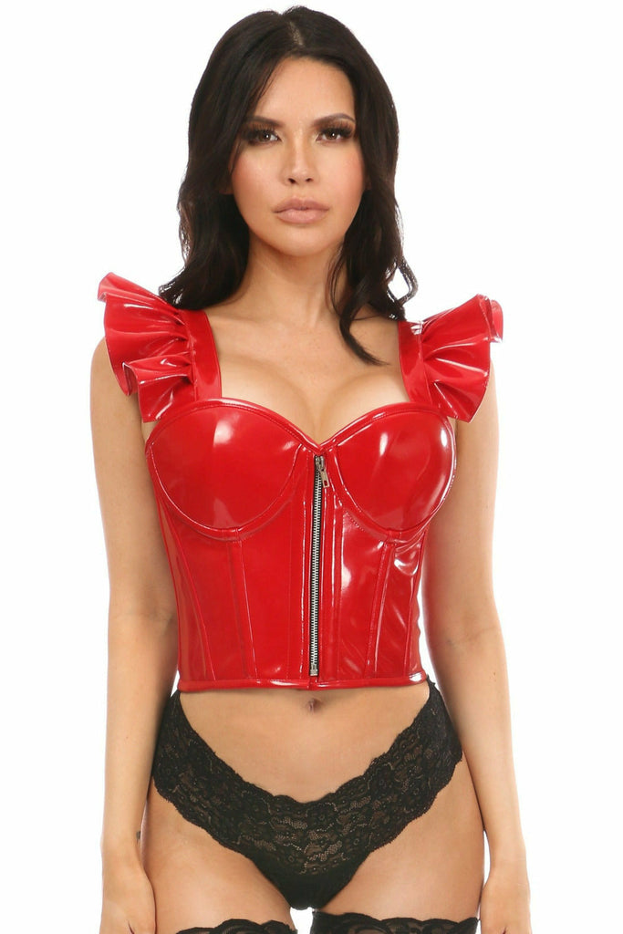 Daisy Red Patent Bustier Top w/Ruffle Sleeves LV-1182