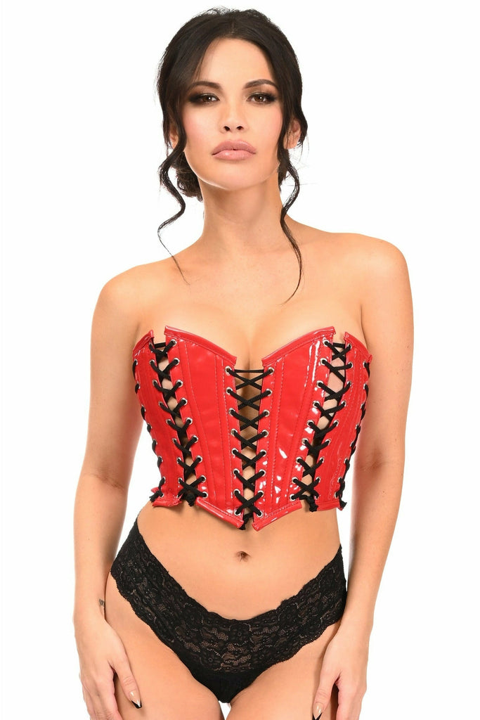 Daisy Red Patent w/Black Lacing Lace-Up Bustier LV-1398