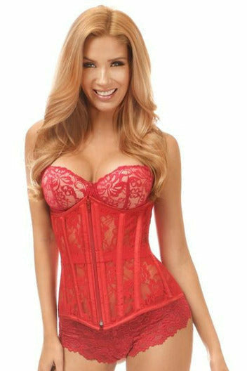 Daisy Red Sheer Lace Under Bust Corset LV-360